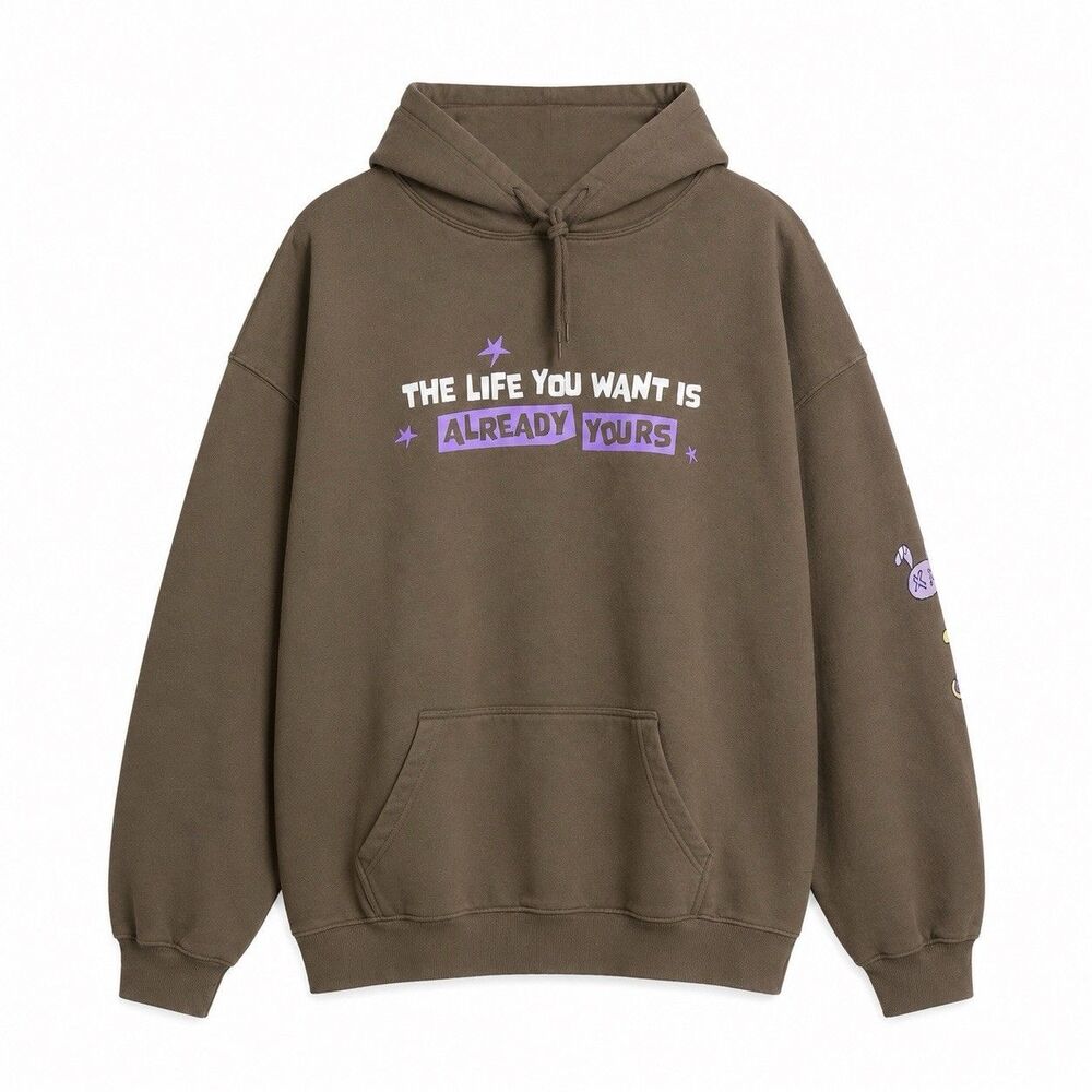 The Mayfair Group Series 1 Graphic Hoodie Manifesting Streetwear Y2K Brown L/XL